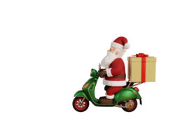 3d machen Weihnachten Konzept Illustration Santa Reiten Roller und liefern Geschenk png