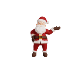 3d santa character presenting to the left pose png