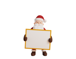 3d santa character holding empty sign png