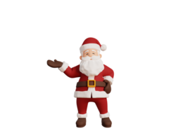 3d santa character presenting to the right pose png