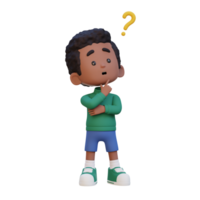 3D cute kid thinking clueless png