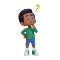 3D cute kid thinking clueless png