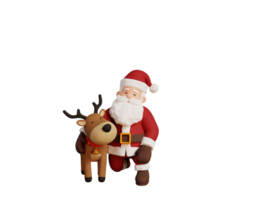 3d render christmas concept illustration with santa character and reindeer png