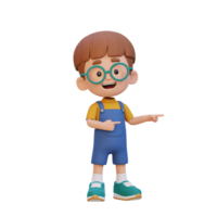 3D cute kid pointing hand to the side png