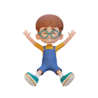 3D cute boy in jumping pose png