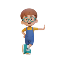 3D kid character laying on transparent wall png