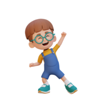 3D cute boy in happy pose png