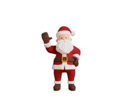 3d santa personagem acenando mão pose png