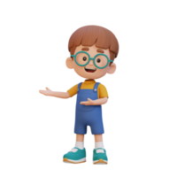 3D cute kid presenting pose png