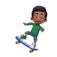 3d criança personagem passeio skate png