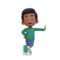 3D kid character laying on transparent wall png