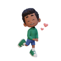 3D cute kid character in love png