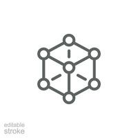 Framework icon. Simple outline style. Cloud, native, react, atom, computer technology concept. Thin line symbol. Vector illustration isolated. Editable stroke.