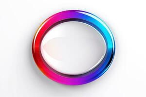 AI generated Abstract high tech multicolor button on white background, Generative AI photo