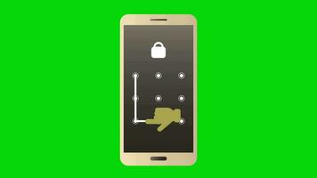 Smartphone Pattern Lock security animation Green screen. Mobile security protection and safety screen lock password. Unlock Passcode interface. Phone pattern authentication touchscreen Cyber security. video