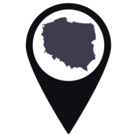 Black Pointer or pin location with Poland map inside. Map of Poland png