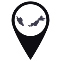 Black Pointer or pin location with Malaysia  map inside. Map of Malaysia png