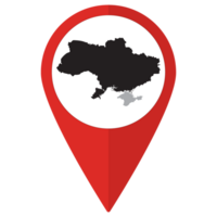 Red Pointer or pin location with  Ukraine  map inside. Map of  Ukraine png