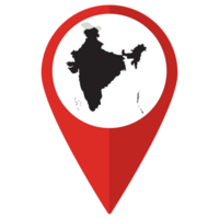 Red Pointer or pin location with India map inside. Map of India png