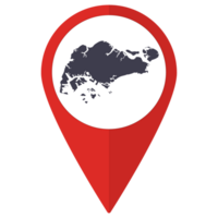 Red Pointer or pin location with Singapore map inside. Map of Singapore png