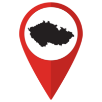 Red Pointer or pin location with Czech Republic map inside. Map of Czech Republic png