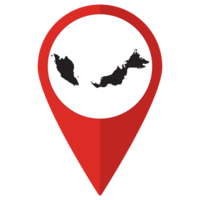 Red Pointer or pin location with Malaysia  map inside. Map of Malaysia png