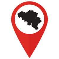 Red Pointer or pin location with Belgium map inside. Map of Belgium png