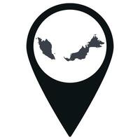 Black Pointer or pin location with Malaysia  map inside. Map of Malaysia vector