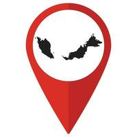 Red Pointer or pin location with Malaysia  map inside. Map of Malaysia vector