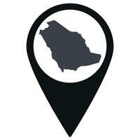 Black Pointer or pin location with Saudi Arabia  map inside. Map of Saudi Arabia vector