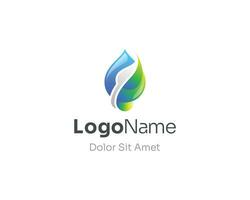 Natural water drop leaf logo gradient vector