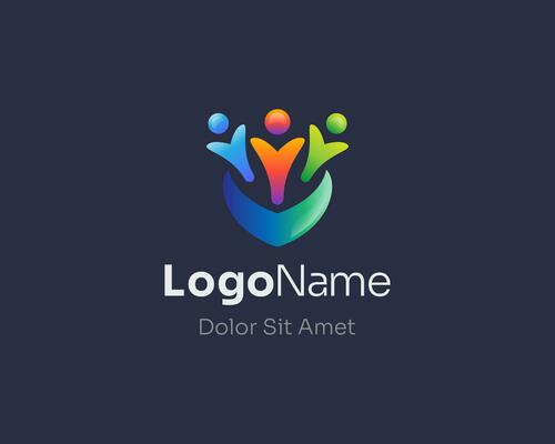 Happy kids colorful logo gradient
