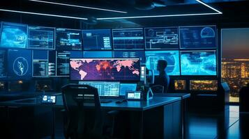 AI generated IT Developer Configuring Servers in Network Operations Center photo