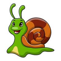 Cute snail cartoon on white background vector