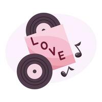 Vinyl music composition. Love music. Vector illustration