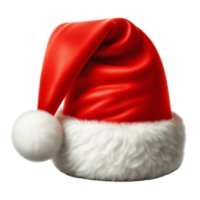 AI generated Red Santa hat with white pompom set against a clear background png