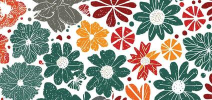 A colorful pattern of vibrant flowers on a white backdrop vector