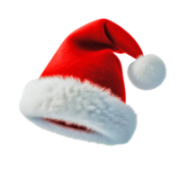 AI generated A red Santa Claus hat with a white pompom isolated on a transparent background png