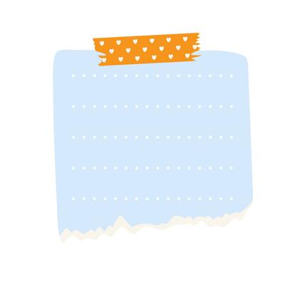 blue note paper post with heart type. Love romantic sticker on wall. Valentine greeting card, design Notepad Vector illustration