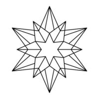 Christmas vector Snowflake origami star of bethlehem isolated on white background. Geometric line snow icon. Xmas Design element for banner, greeting card