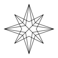 Christmas vector Snowflake origami star of bethlehem isolated on white background. Geometric line snow icon. Xmas Design element for banner, greeting card