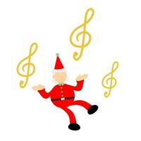 Navidad Papa Noel claus alegre y música melodía clave música Nota dibujos animados garabatear plano diseño estilo vector ilustración