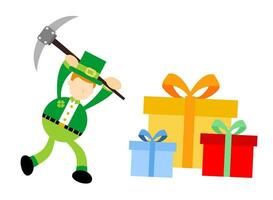 leprechaun love gift box cartoon doodle flat design style vector illustration