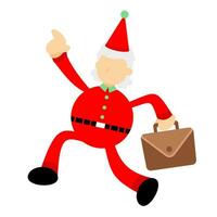 happy christmas red santa claus success worker cartoon doodle flat design style vector illustration