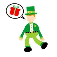 leprechaun happy gift box cartoon doodle flat design style vector illustration