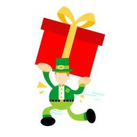 leprechaun happy gift box cartoon doodle flat design style vector illustration