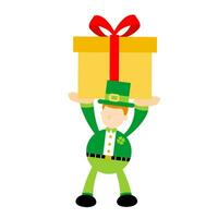 leprechaun happy gift box cartoon doodle flat design style vector illustration