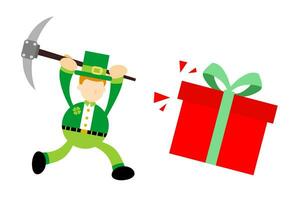 leprechaun love gift box cartoon doodle flat design style vector illustration