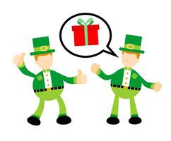 leprechaun happy gift box cartoon doodle flat design style vector illustration