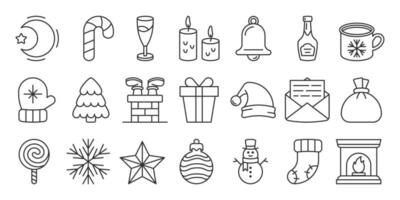 Set of Christmas icons on white background vector